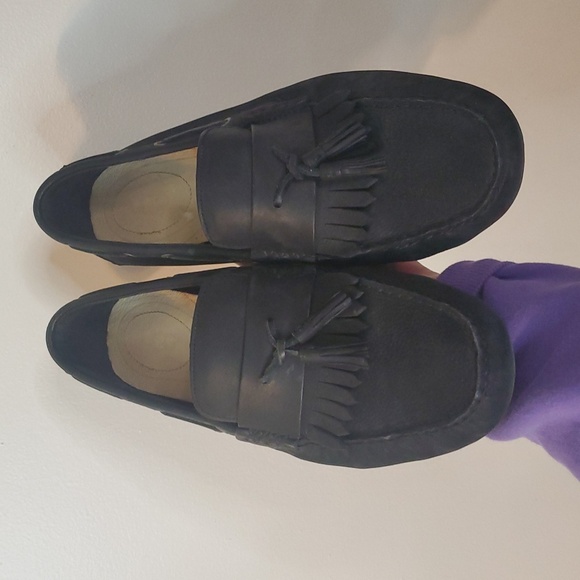 UGG Black Leather Loafers Mens Size 10.5 Slipper Shoes Fringe Tassels SN 1010139 - Picture 8 of 16